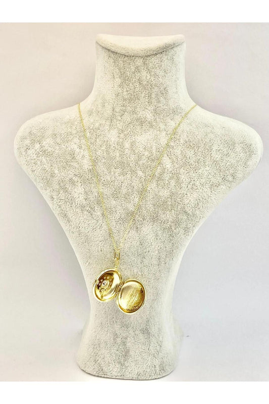 14K gold plated sun figured round women's steel cap necklace 55 cm