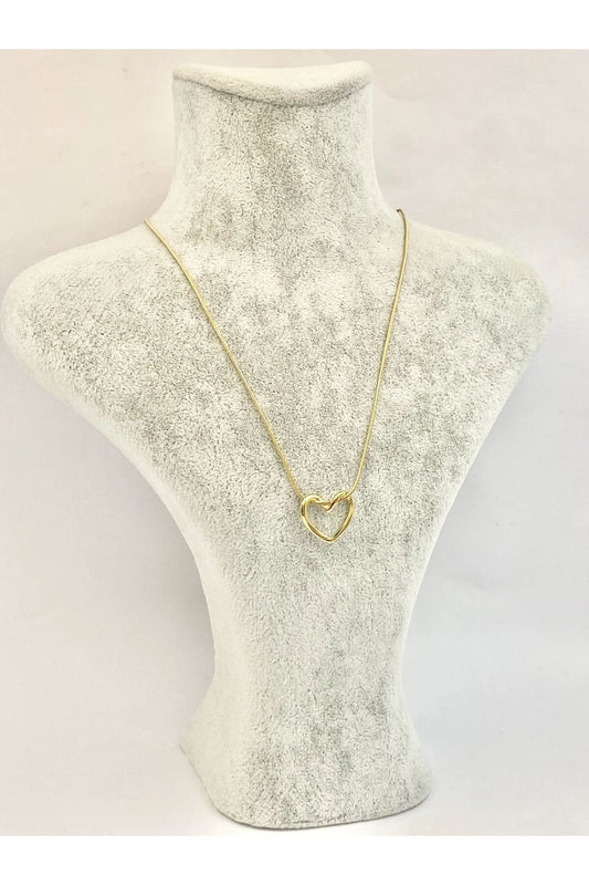 14K gold plated heart women's steel necklace 40 + 5 cm