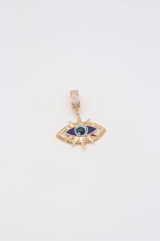 Zircon Stone Rhodium Plated Eye Figured Pendant or Charm