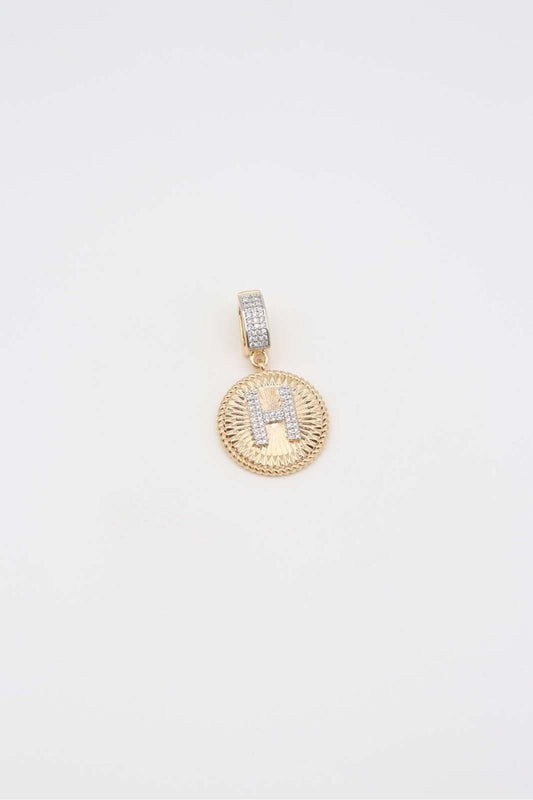 H letter Rhodium plated vip pendant or charm