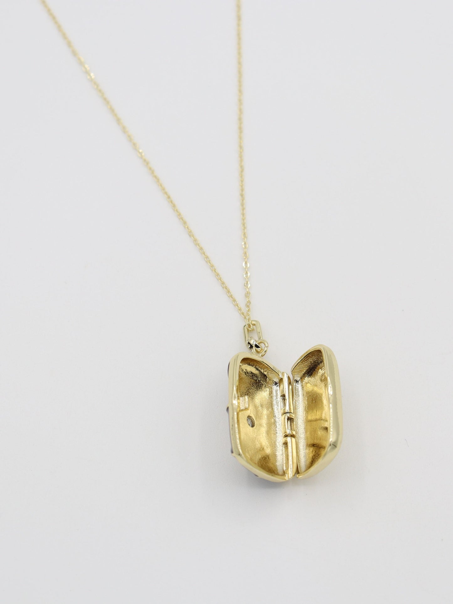 14K Gold Plated Steel Rectangular Covered Necklace
