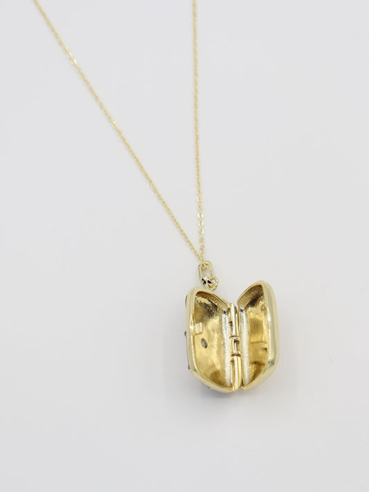 14K Gold Plated Steel Rectangular Covered Necklace