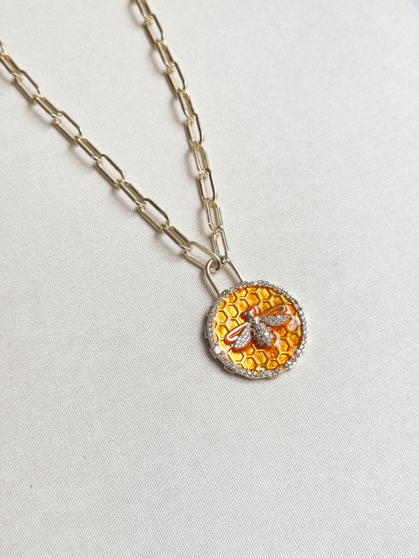 Arı Figürlü 14K Altın Kaplama Kolye 47+5 cm