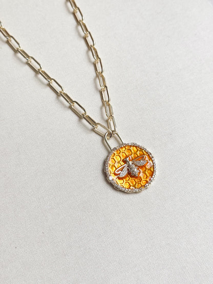 Arı Figürlü 14K Altın Kaplama Kolye 47+5 cm